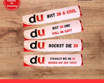 36 Duplo Banderolen 30. Geburtstag | Geburtstagsgeschenk Männer Frauen | Download | Digitales Produkt | DIY | PDF | Last Minute Geschenk |