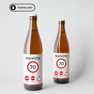 ビールのラベルは70歳の誕生日に注意してください |誕生日プレゼント |デジタルダウンロード |印刷して貼る |個人 |ビール瓶バンデロール