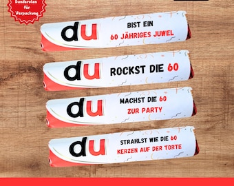 36 Duplo banderoles 60th birthday | Duplo chocolate bar | Banderole template | Print yourself | DIY gift | Personalized packaging