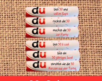 36 Duplo Banderolen 30. Geburtstag | Geburtstagsgeschenk Männer Frauen | Download | Digitales Produkt | DIY | PDF | Last Minute Geschenk |
