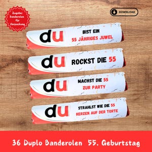 36 Duplo banderoles 55th birthday | Duplo chocolate bar | Banderole template | Print yourself | DIY gift | Personalized packaging
