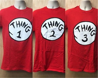 Thing 1, Thing 2, Thing 3, T-shirt (Thing 1-800) per Halloween, Natale, riunione di famiglia, t-shirt unisex