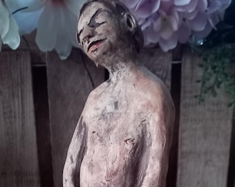 Unique ceramic sculpture, handmade pottery, ceramic figures, one-of-a-kind clay piece, emotions in clay, sculpture, handcrafted ceramic figure