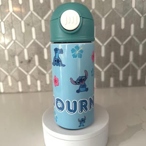 Personalized Lilo & Stitch Kids Water Bottle – 12oz Custom Name Tumbler with Straw – Disney Gift, Back to School, Cute Cup for Kids