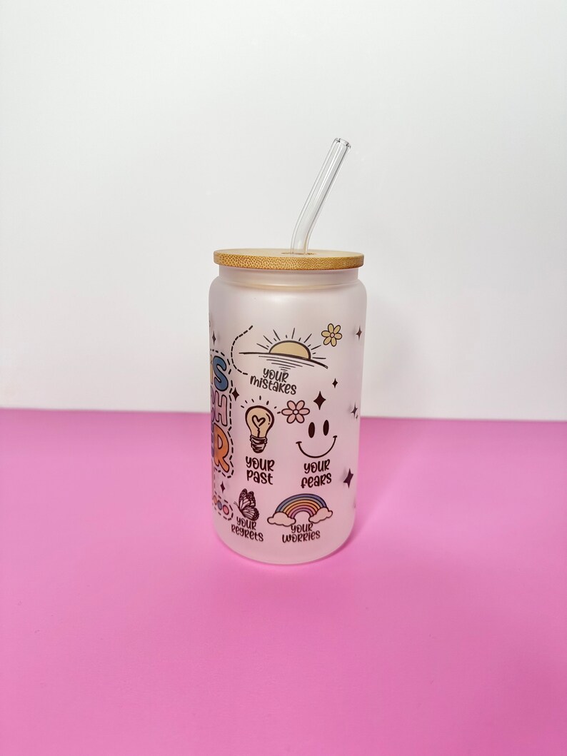 Inspirational Glass Cup Iced Coffee Cup Glass Tumbler Cute Iced Coffee