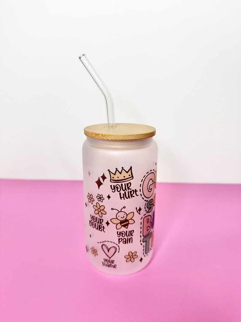 Inspirational Glass Cup Iced Coffee Cup Glass Tumbler Cute Iced Coffee