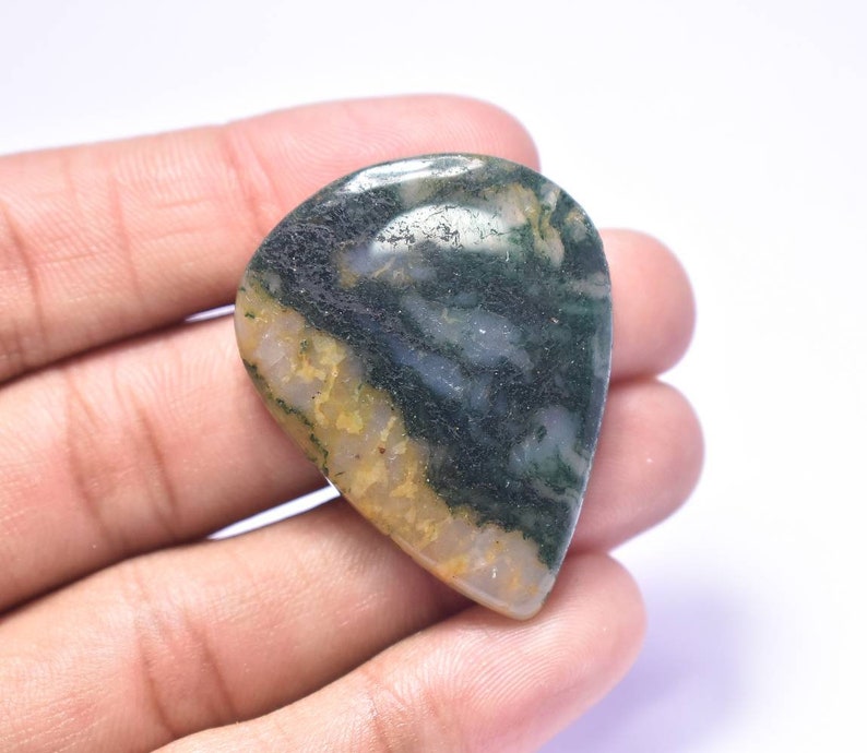#A-3125 63 CTS MM Pear Cabochon Green Aventurine 41x32x6 Green Moss Aventurine Beautiful Cabochon