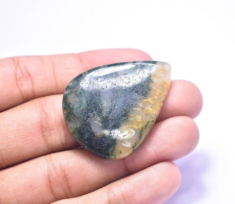 #A-3125 63 CTS MM Pear Cabochon Green Aventurine 41x32x6 Green Moss Aventurine Beautiful Cabochon