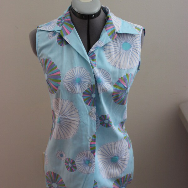 Sleeveless Button Down Blouse Etsy