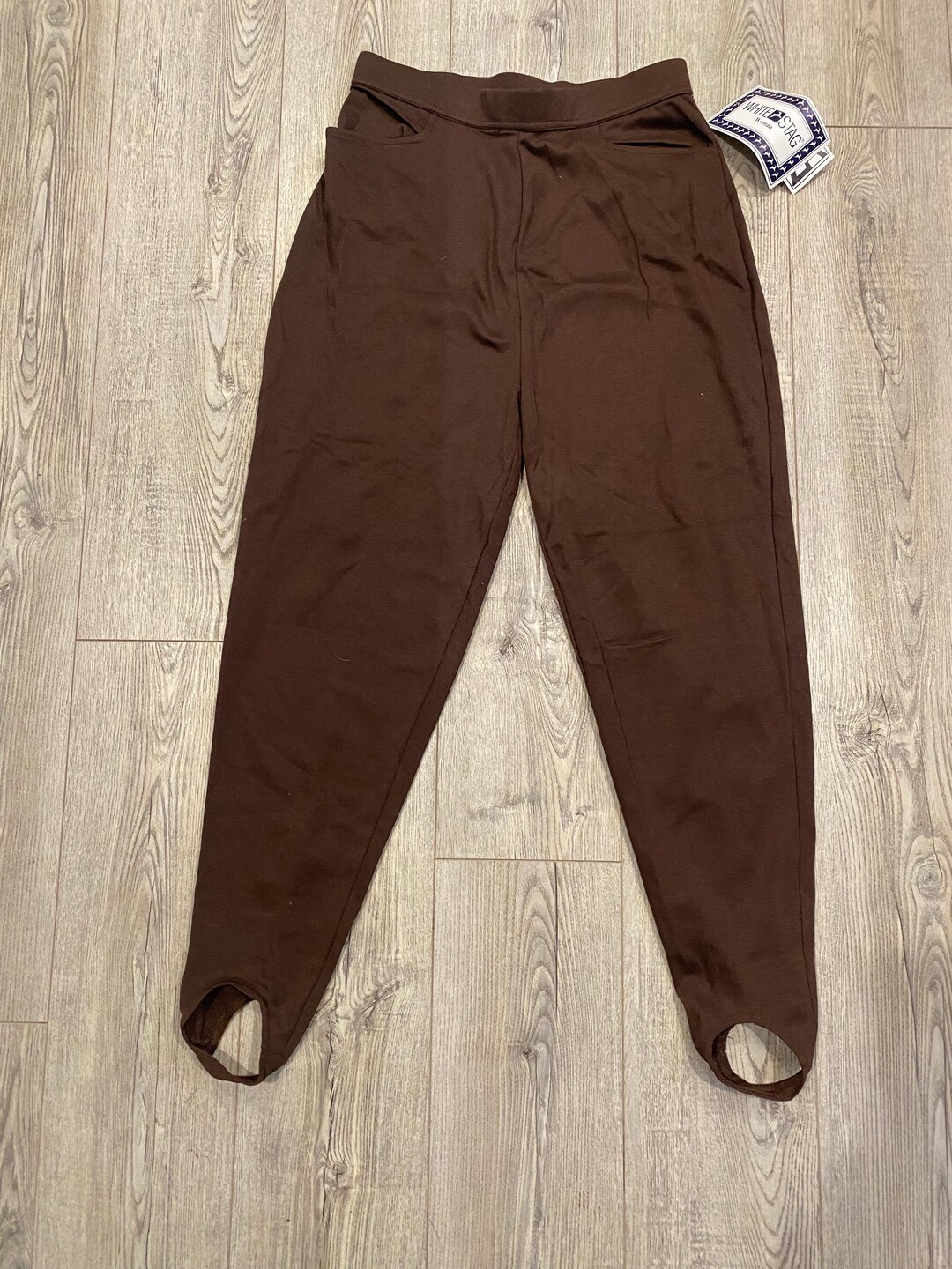 Strag Strich Vintage Ladies Brown White Stag Stretch Pants Slacks With Stirrups NWT ...