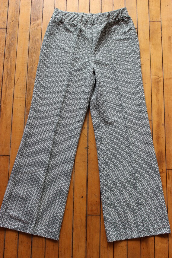 Vintage Ladies Green & White Slacks Size 16 Polyester… Gem