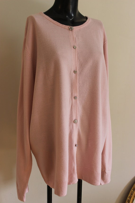 Vintage 1970s Pink Button Up Cardigan Sweater, Cry
