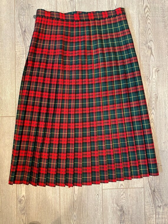 Vintage Women's 1980's Tartan Red Plaid Pleated M… - image 6