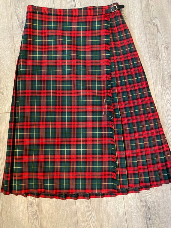 Vintage Women's 1980's Tartan Red Plaid Pleated M… - image 1