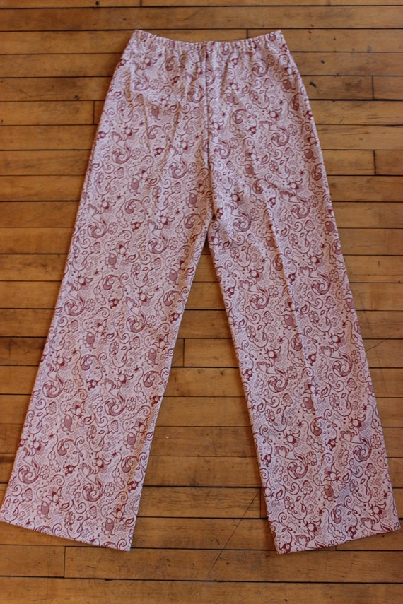 Vintage Ladies Red/Pink Floral Slacks Size: 16, 10