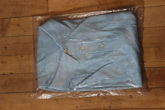 mens blue short sleeve collard dress shirt 15 - image 1