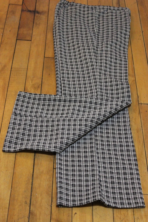 Vintage Ladies Polyester Black & White Plaid Slack