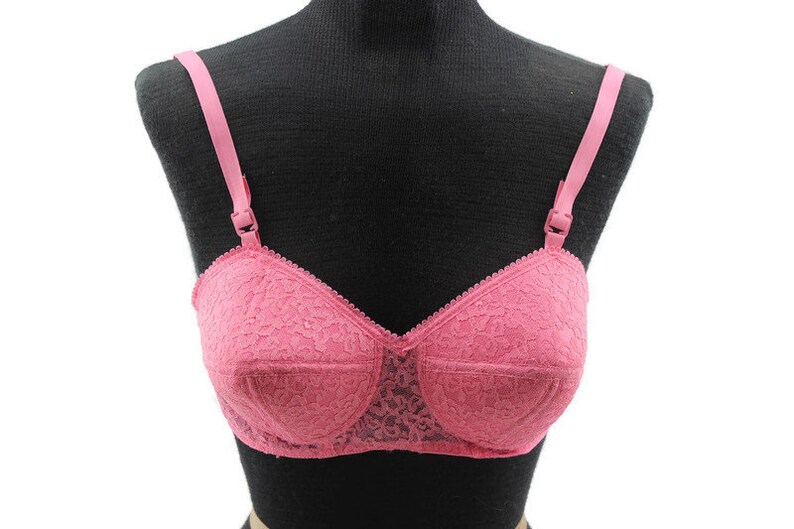 Vintage Sexy Pink Lace Padded Bullet Bra 34B by Wings Etsy