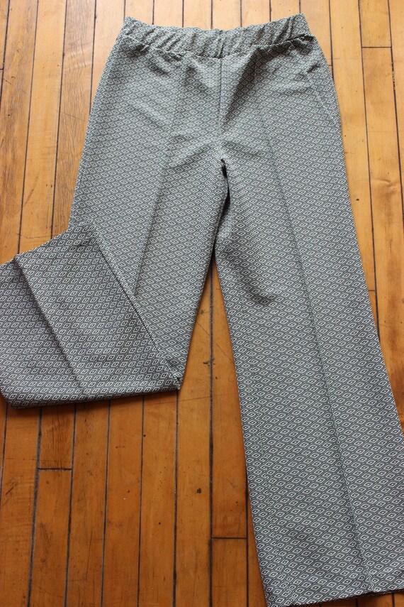 Vintage Ladies Green & White Slacks Size 16 Polyester… Gem