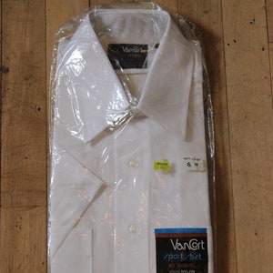 Vintage Mens VanCort White Short Sleeve Sport Shirt 15-15 1/2