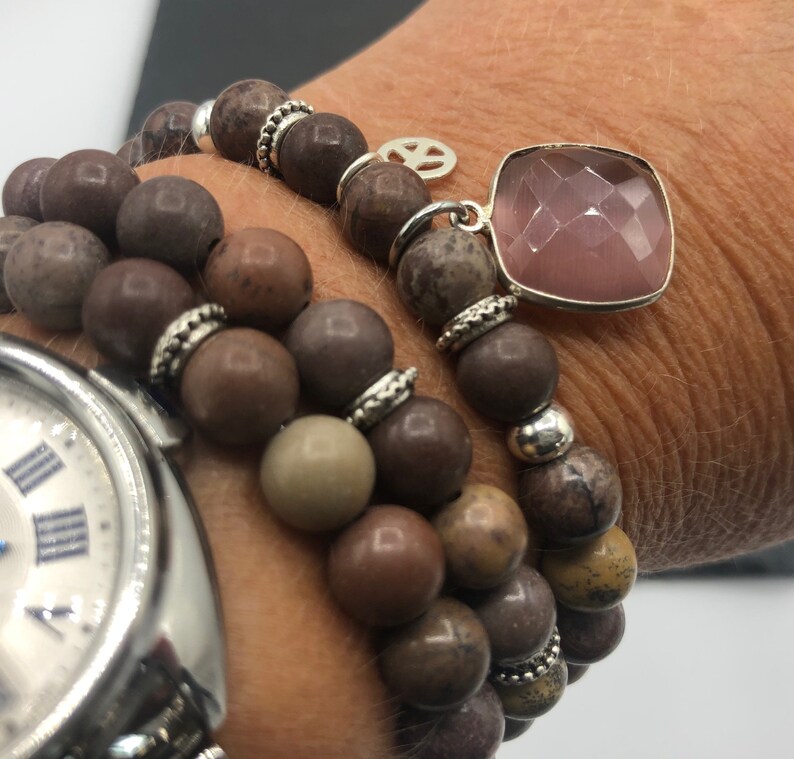 Wrap bracelet Jasper cat eye peace