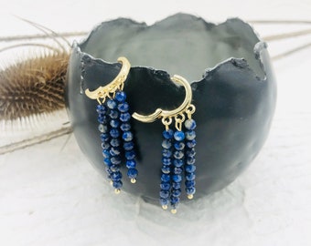 Earrings Chandelier Lapis Lazuli stainless steel gold