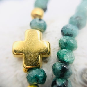 lange Kette Jade grün Drusenachat Kreuz Bild 8