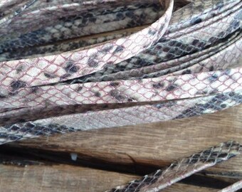 Leather in snakeskin print rose brown 0.25 meters 10 mm