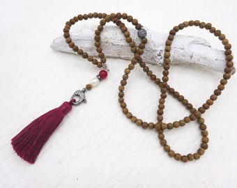 long chain tassel wooden beads