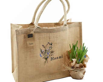 Embroidered jute bag