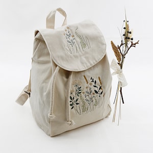 Embroidered organic backpack image 1