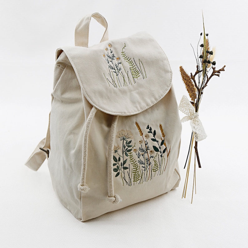 Embroidered organic backpack image 1