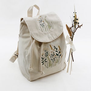 Large embroidered organic backpack