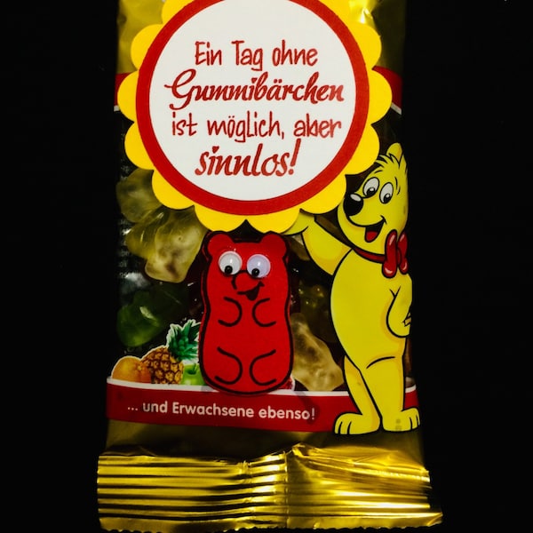 Gummibärchen Tüte mit süßen Spruch & Wackelaugen Bärchen Goldbären Haribo Weihnachten Geburtstag Kindergeburtstag Ostern Einschulung Kinder