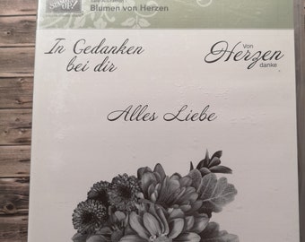 Stampin up Stempelset Blumen von Herzen Stempel deutsche Texte Blumenbouquet Bouquet Blumenstrauß Gerbera Margeriten Trauer Kondolenz Blume