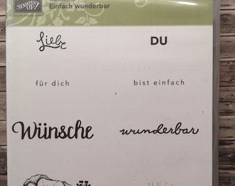 Stampin up Stempelset Einfach wunderbar 8 Stempel deutsche Texte Liebeserklärung Valentinstag Muttertag Vatertag Geburtstag Kommunion Sonne