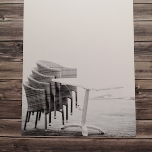 Carte postale plage mer Baltique mer du Nord brouillard chaise de plage noir et blanc édition limitée carte de collection mer d'Écosse eau de l'Atlantique