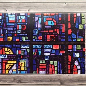 Postal arte de vidrio edición pequeña limitada tarjeta de coleccionista ventana de la iglesia vidriera vidriera vidriera de hormigón ventana de vidrio iglesia