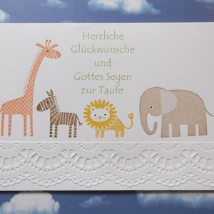 neutrale doopkaart / kaart voor de doop Ark van Noach wenskaart felicitatiekaart baby geboorte dierentuindieren doop kind jongen meisje babykaart