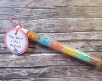 Regenbogen Einhorn Badesalz - bunter Badezusatz Geburtstag Geburtstagsgeschenk Kindergeburtstag Kinder Weihnachten Weihnachtsgeschenk Kind