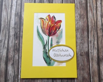 Geburtstagskarte / Karte zum Geburtstag / Tulpe