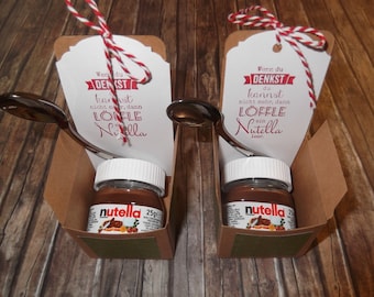 2 mini Nutella gift packaging + real spoon gift birthday Christmas Christmas gift birthday gift exam graduation woman