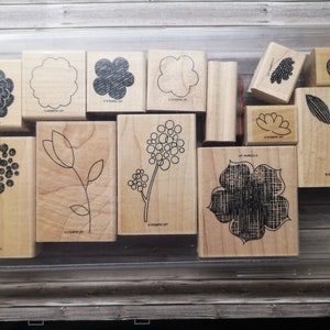 Stampin up set di timbri Pioggia di fiori 13 francobolli in legno timbro fiori di legno spazzacamino giacinto d'uva Pasqua fiori primaverili fiori primaverili
