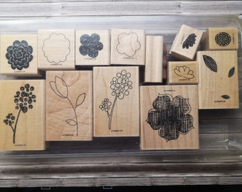 Stampin up stamp set Raining Flowers 13 wooden stamps stamp wood flowers chimney sweep grape hyacinth Easter early bloomers spring flowers