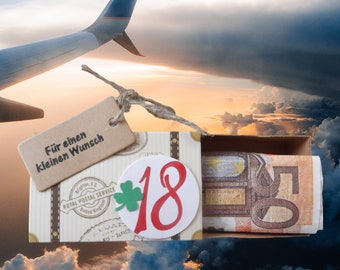 18歳の誕生日のお金のギフトボックス、お金、成人、成人、誕生日ギフトボックス、スーツケース、旅行、旅行資金、段ボール