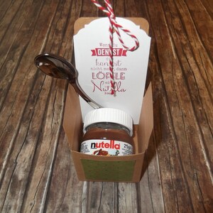 Mini Nutella cadeaupapier met echte lepel Verjaardag Examen Verhuizen Middelbareschooldiploma Rijbewijs Pasen Kerstmis Kerstman Secret Santa