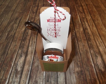 Mini-Nutella Geschenkverpackung mit echtem Löffel Geburtstag Prüfung Umzug Abitur Abi Führerschein Ostern Weihnachten Nikolaus Wichteln