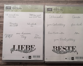 Stampin up Stempelset Beste Wünsche 26 Stempel deutsche Texte Hochzeit Hochzeitstag Geburtstag Grüße Freundschaft Freundin Kollegin Danke