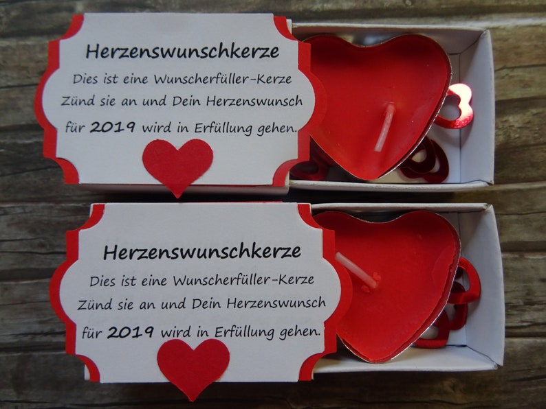 2xHeart Wish Candle Heart Tealight Wish Box New Year/'s Eve Christmas Gift Man Wife Girlfriend Friend Gift Wish Filler