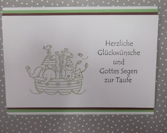 Taufkarte für Jungen mit Arche Noah & Umschlag